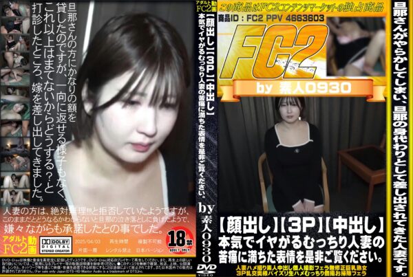 FC2動画 【顔出し】【3P】【中出し】本気でイヤがるむっちり人妻の苦痛に満ちた表情を是非ご覧ください。